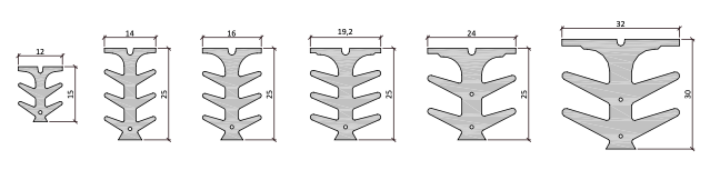 Размеры Профиля Ёлочка-А ТЭП/EPDM для широких швов 6-20 мм | Ширина 12-32 мм