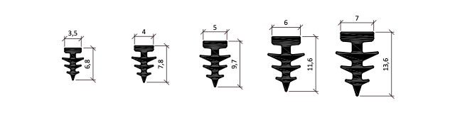 Размеры Профильное уплотнение Ёлочка ПВХ для швов 2.6-5.2 мм | Ширина профиля 3.5-7.0 мм